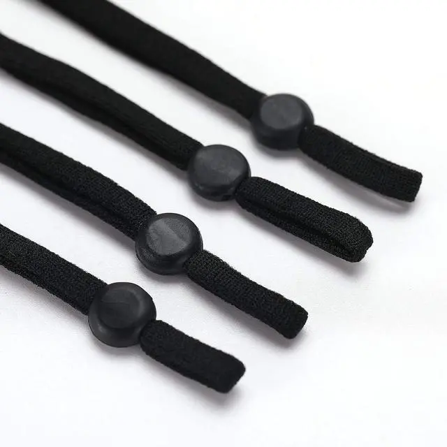 Alt view image 3 of 7 - Hollosport 80PCS Extra Long Adjustable Elastic String for Face Masks 1/4 x 6 Inch, Soft Black Elastic Cord Ear Loops Straps Bands Ropes with Buckle Adjuster Lock for Craft Sewing