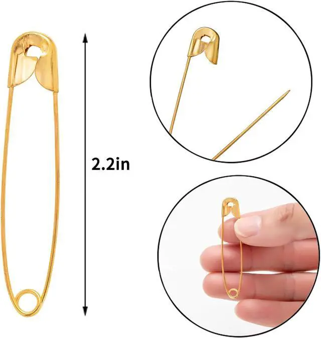 Alt view image 2 of 7 - 80 PCS Large Safety Pins, Gold Safety Pins Bulk for Sewing and Clothes(56mm)
