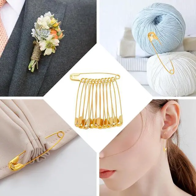 Alt view image 7 of 7 - 80 PCS Large Safety Pins, Gold Safety Pins Bulk for Sewing and Clothes(56mm)