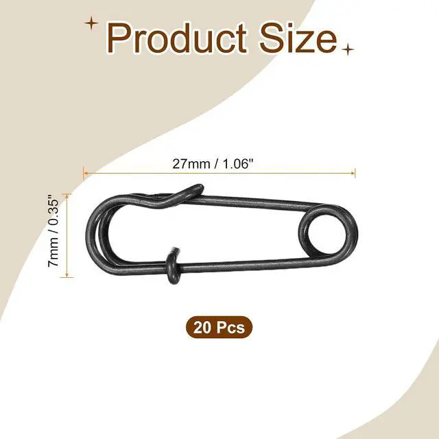 Alt view image 2 of 6 - HARFINGTON 20pcs Safety Pins 1.06 Inch (27mm) Electroplated Steel Large Safety Pin Heavy Duty Sewing Safety Pins Bulk for Clothes Sewing Arts DIY Crafts, Black
