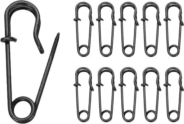 Main image of HARFINGTON 20pcs Safety Pins 1.06 Inch (27mm) Electroplated Steel Large Safety Pin Heavy Duty Sewing Safety Pins Bulk for Clothes Sewing Arts DIY Crafts, Black
