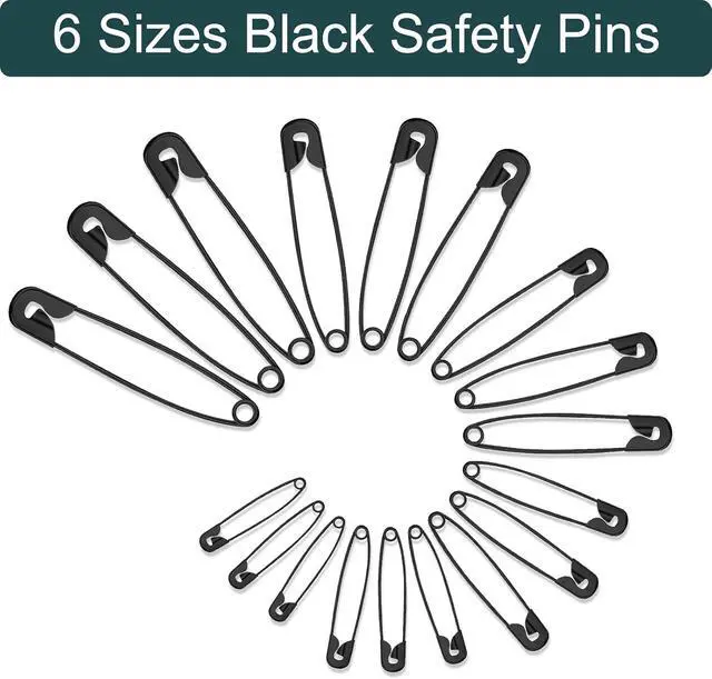 Alt view image 4 of 7 - NEBURORA 600 Pcs Black Safety Pin Assorted 6 Different Sizes | Small and Large Safety Pins for Clothes, Office, Sewing Craft and Arts Pinning