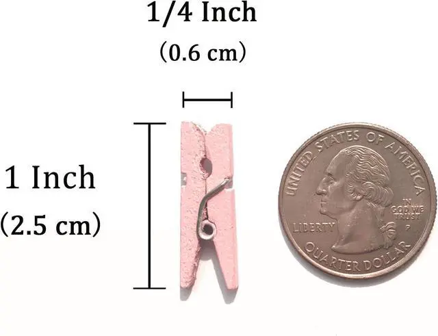 Alt view image 3 of 7 - LWR CRAFTS Wooden Mini Clothespins 100 Per Pack 1" 2.5cm (Light Pink)
