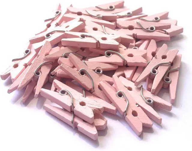 Alt view image 4 of 7 - LWR CRAFTS Wooden Mini Clothespins 100 Per Pack 1" 2.5cm (Light Pink)