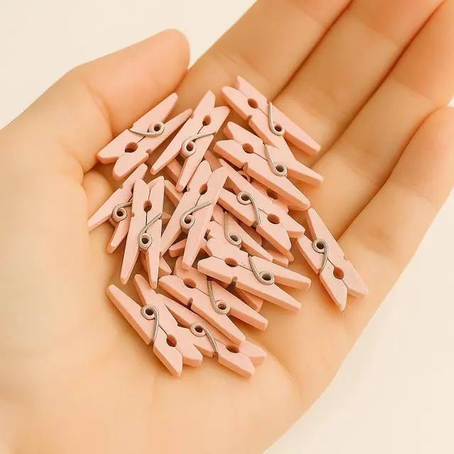 Alt view image 5 of 7 - LWR CRAFTS Wooden Mini Clothespins 100 Per Pack 1" 2.5cm (Light Pink)