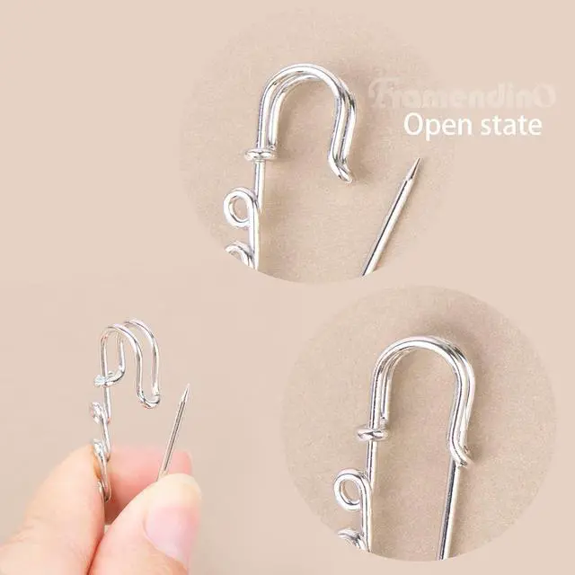 Alt view image 6 of 7 - Framendino, 20 Pack Heavy Duty Safety Pins Metal Brooch Pin Kilt Fasteners with 3 Loops for DIY Crafts Jewelry Making Arts Sewing Clothes Blankets Skirts Kilts Knitted Fabric 2 Inch Silver