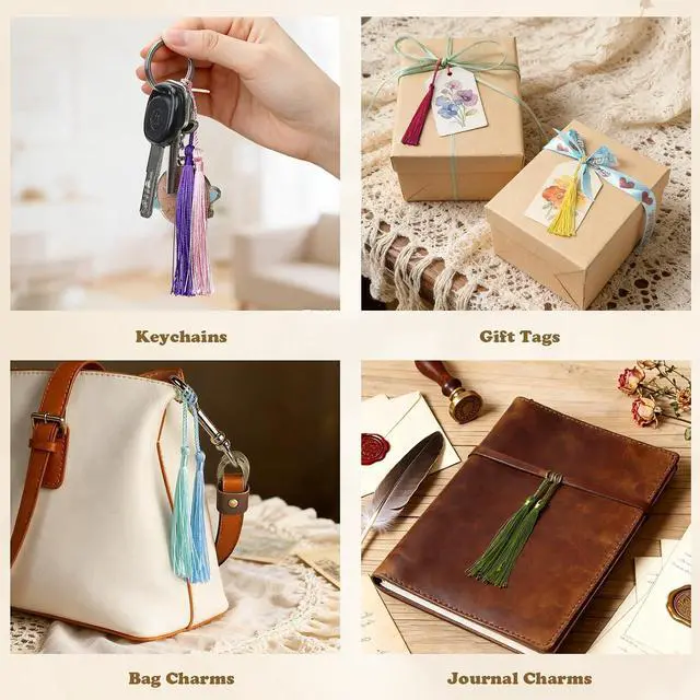 Alt view image 7 of 7 - 160 Pack Bulk Bookmark Tassels, 5 Inch Soft Silky Tassels with Loops, 20 Colors for Bookmarks, DIY Crafts & Keychain Making, Multi-Color Tassel Set