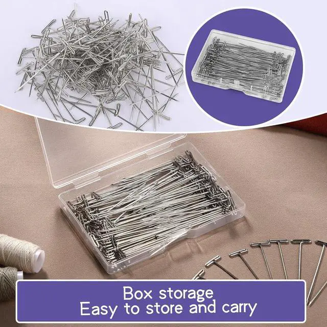 Alt view image 4 of 7 - 120 Pcs 2 Inch T-Pins Wig Pins Sewing T-Pins Straight Pins | Wig T Pins for Foam Head, Straight Pins for Blocking Crochet Sewing, Craft, Quilting, Office, Wall, Wig Making, Crocheting