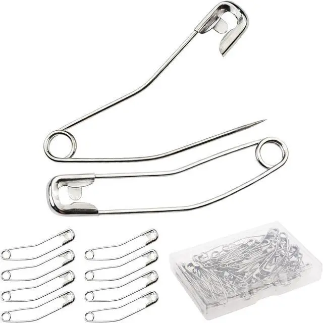 Main image of 2inch Quilt Safety Pin Curve Fabric Pin Baste for Quilting Knitting 100PCS | Sewing Supply Curve Safety Pin Quilt Stainless Steel Fabric Pin Baste for Quilting Knitting Sew Quilt Supply Quilting Pin