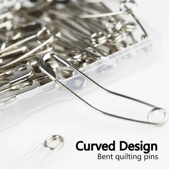 Alt view image 6 of 7 - 2inch Quilt Safety Pin Curve Fabric Pin Baste for Quilting Knitting 100PCS | Sewing Supply Curve Safety Pin Quilt Stainless Steel Fabric Pin Baste for Quilting Knitting Sew Quilt Supply Quilting Pin