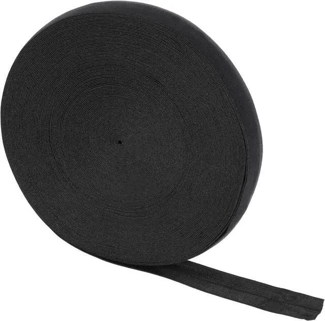 Main image of Wide Elastic Ribbon Band 25 Yard 1'' Solid Color Sewing Fold Over Elastic Stretch Ribbon Elastic Band for Sewing Fold Over Elastic 1 Inch Cotton Tape Trim for Sewing Waistband Hair Ties(Black)