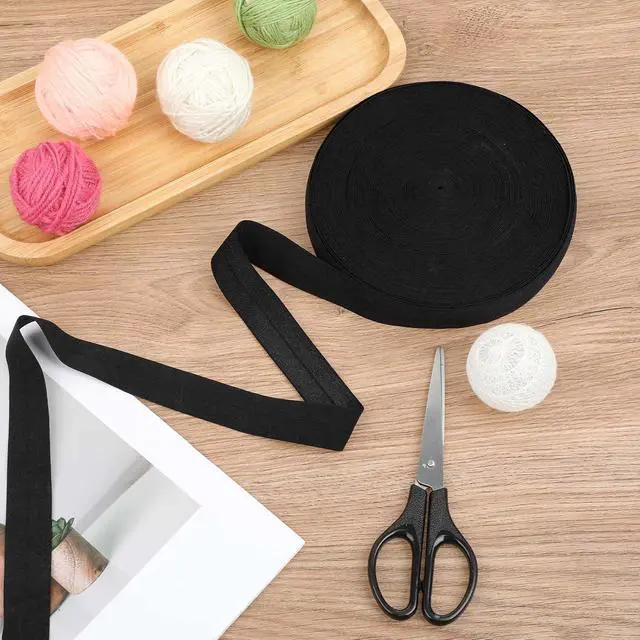 Alt view image 6 of 7 - Wide Elastic Ribbon Band 25 Yard 1'' Solid Color Sewing Fold Over Elastic Stretch Ribbon Elastic Band for Sewing Fold Over Elastic 1 Inch Cotton Tape Trim for Sewing Waistband Hair Ties(Black)