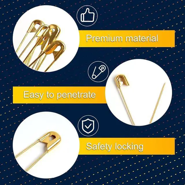 Alt view image 3 of 6 - 80PCS Large Safety Pins Gold Safety Pins, 2.25inch/56mm Metal Clothes Pin for Art Crafting,Sewing,Jewelry Making