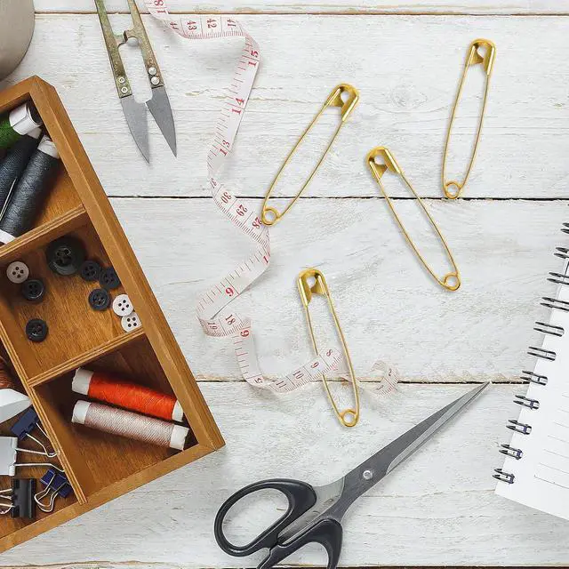 Alt view image 4 of 6 - 80PCS Large Safety Pins Gold Safety Pins, 2.25inch/56mm Metal Clothes Pin for Art Crafting,Sewing,Jewelry Making