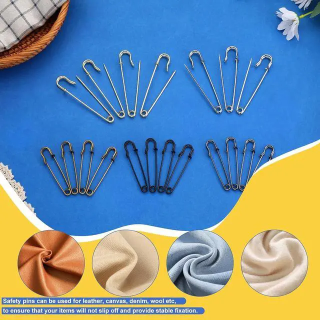 Alt view image 4 of 7 - Large Safety Pins 15 Pack Heavy Duty Safety Pins 4 Inch(100mm) | Rust Resistant Heavy Duty Safety Pins for Clothes, Diapers, Blankets, Laundry, Leather Canvas, DIY Crafts Golden