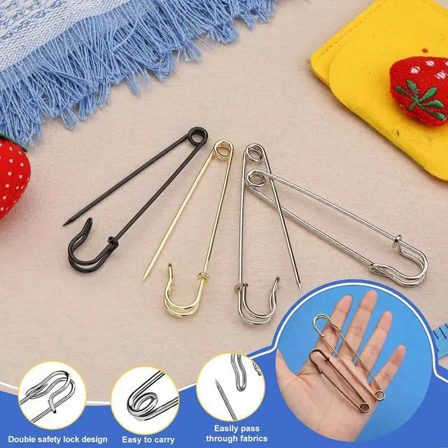 Alt view image 3 of 7 - Large Safety Pins 4 Inch 15 Pack Heavy Duty Safety Pins Black | Rust Resistant Heavy Duty Safety Pins for Clothes, Diapers, Blankets, Laundry, Leather Canvas, DIY Crafts