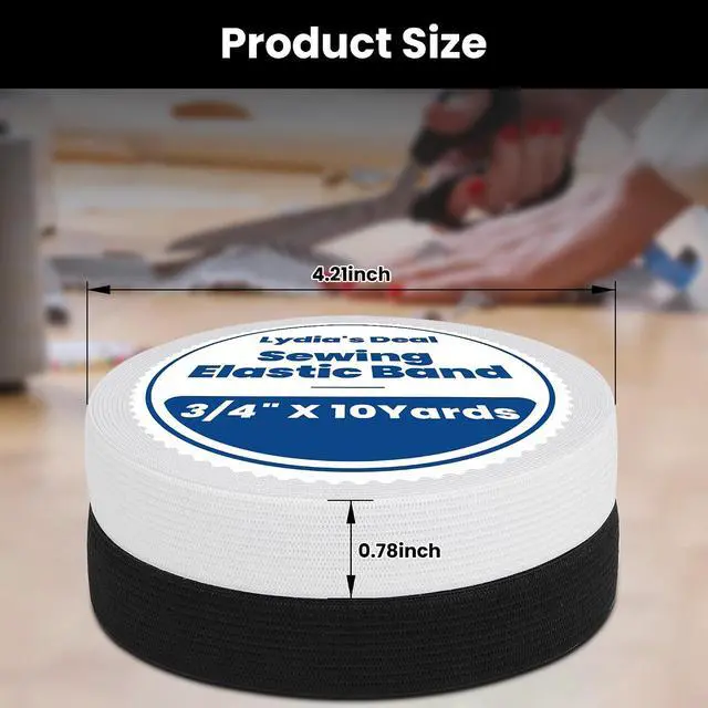 Alt view image 4 of 7 - Elastic Band for Sewing, 3/4 Inch Wide High Stretch Knit Elastic, 20 Yards (2 Rolls), Soft & Durable Waistband Elastic for Pants, Skirts & DIY Crafts (10 Yards White, 10 Yards Black)