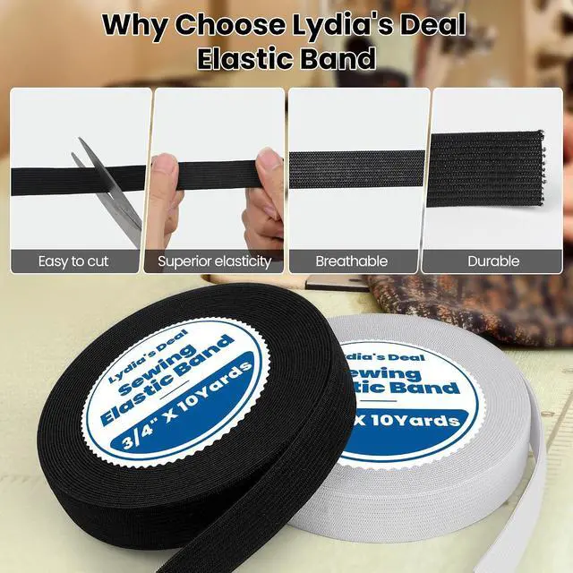 Alt view image 6 of 7 - Elastic Band for Sewing, 3/4 Inch Wide High Stretch Knit Elastic, 20 Yards (2 Rolls), Soft & Durable Waistband Elastic for Pants, Skirts & DIY Crafts (10 Yards White, 10 Yards Black)