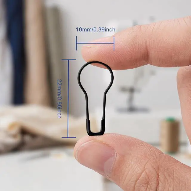 Alt view image 5 of 7 - 1000 Pcs Gourd Safety Pins Metal Sewing & Craft Accessories MultiColor/Gold/Black Knit Stitch Markers DIY Fastening Bulb Clips Small Size 22mm/0.87 Inch (Black)