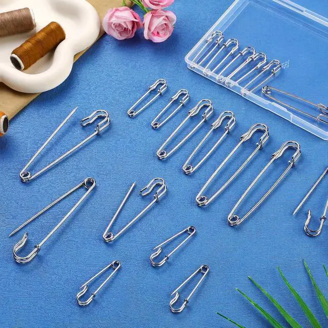 Alt view image 6 of 7 - Large Safety Pins, 20 Pack Heavy Duty Safety Pins 3 Size 2" 3" 4" | Stainless Steel Safety Pin for Clothes, Blankets, Laundry, Leather Canvas, DIY Crafts (Silver)