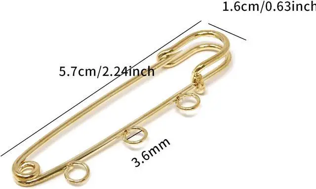 Alt view image 2 of 7 - Honbay 10PCS 5.7cm/2.24inch Heavy Duty Safety Pins Brooch with 3 Holes for Blankets, Skirts, Kilts, Knitted Fabric, Crafts
