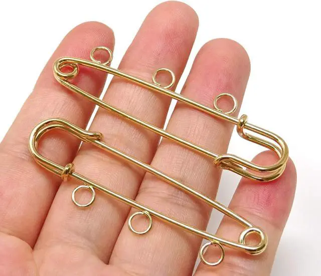 Alt view image 3 of 7 - Honbay 10PCS 5.7cm/2.24inch Heavy Duty Safety Pins Brooch with 3 Holes for Blankets, Skirts, Kilts, Knitted Fabric, Crafts