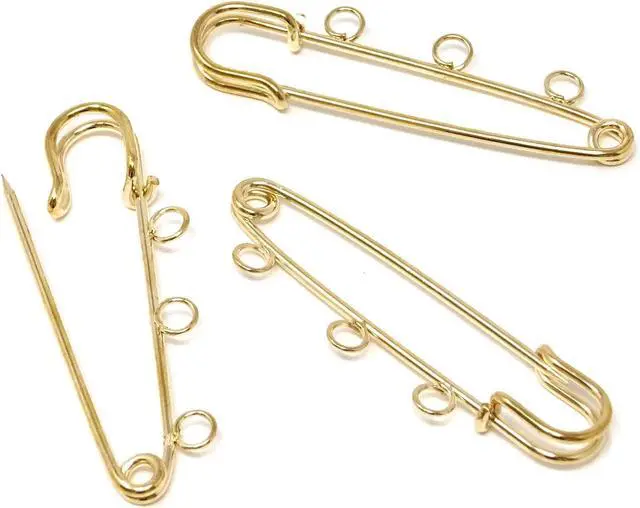 Main image of Honbay 10PCS 5.7cm/2.24inch Heavy Duty Safety Pins Brooch with 3 Holes for Blankets, Skirts, Kilts, Knitted Fabric, Crafts