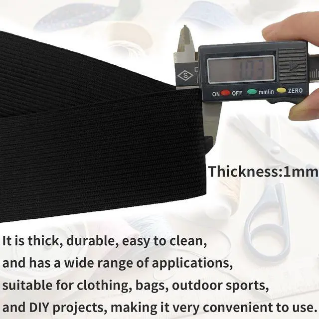 Alt view image 5 of 6 - PAMIR TONG 3inch Black Elastic Band 5yd for Sewing for Sewing | Soft & durable wide heavy-duty stretch for waistbands