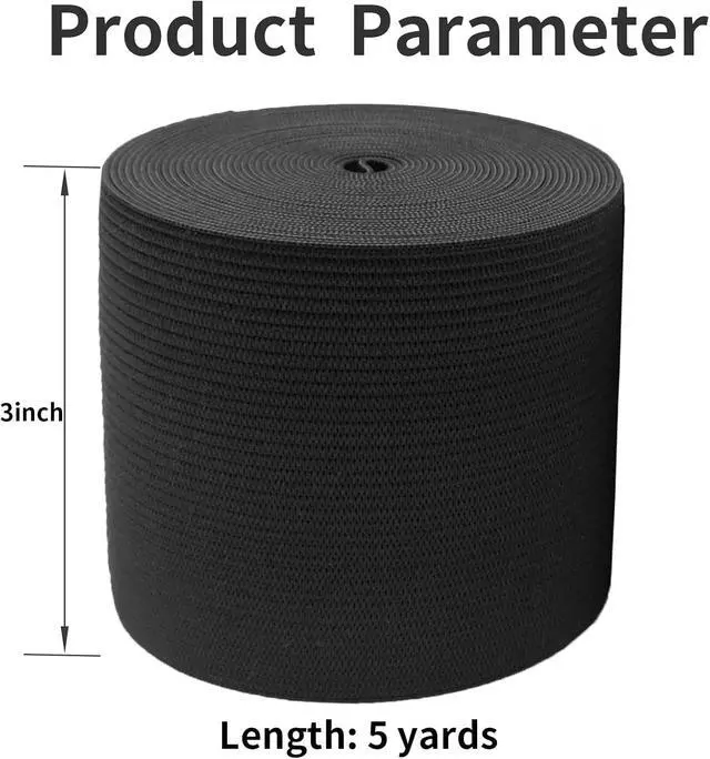 Alt view image 2 of 6 - PAMIR TONG 3inch Black Elastic Band 5yd for Sewing for Sewing | Soft & durable wide heavy-duty stretch for waistbands