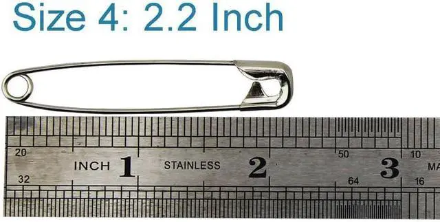 Alt view image 3 of 5 - YiwerDer 60PCS Large Safety Pins, Durable, Rust-Resistant Nickel Plated Steel Pins Size 4, 2.2inch /55mm