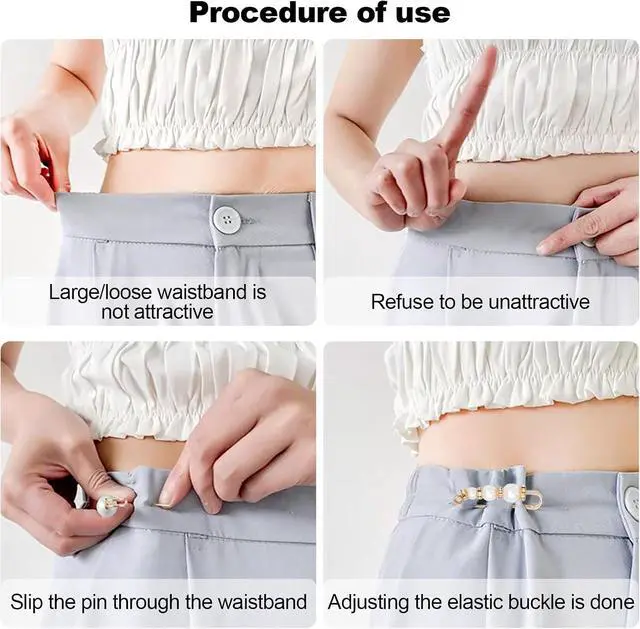 Alt view image 4 of 5 - 8 Pcs Pearl Brooch Pins,Safety Pins for Clothing Dress pants skirt Cardigan CollarFaux Pearl Rhinestones Brooches for Women Girls Pants Extender Safety Pins