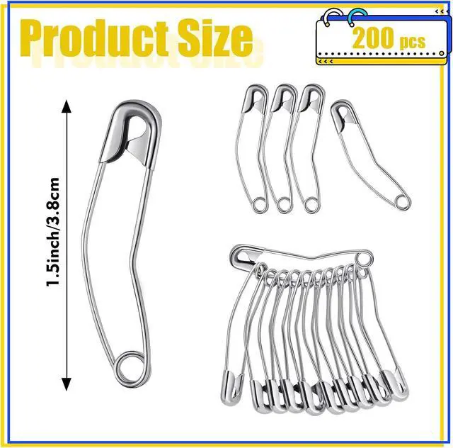 Alt view image 2 of 7 - Cindeer 200 Count Curved Safety Pins for Quilting, Quilt Basting Tools for Sewing and Fabric Layers, Bent Design for Patchwork, Craft Projects, Size 2 (1.5 Inch / 38mm), Silver