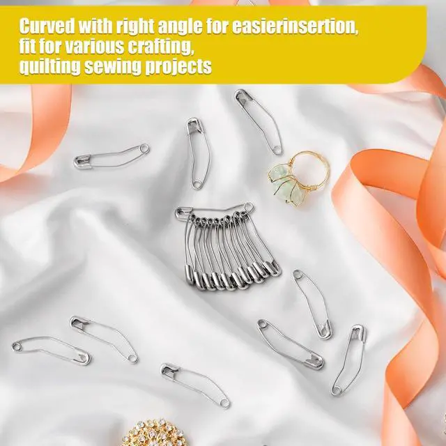 Alt view image 5 of 7 - Cindeer 200 Count Curved Safety Pins for Quilting, Quilt Basting Tools for Sewing and Fabric Layers, Bent Design for Patchwork, Craft Projects, Size 2 (1.5 Inch / 38mm), Silver
