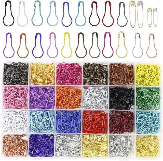 Main image of 1200 Pcs 22 Colors Metal Stitch Markers, Bulb Gourd Safety Pins | Stitch Markers for Crocheting, Safety Pins for Clothes, Sewing Clothing DIY Craft Making with Storage Box