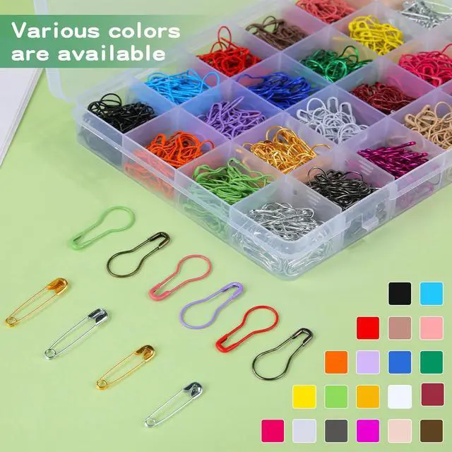 Alt view image 3 of 6 - 1200 Pcs 22 Colors Metal Stitch Markers, Bulb Gourd Safety Pins | Stitch Markers for Crocheting, Safety Pins for Clothes, Sewing Clothing DIY Craft Making with Storage Box