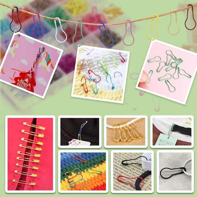 Alt view image 6 of 6 - 1200 Pcs 22 Colors Metal Stitch Markers, Bulb Gourd Safety Pins | Stitch Markers for Crocheting, Safety Pins for Clothes, Sewing Clothing DIY Craft Making with Storage Box
