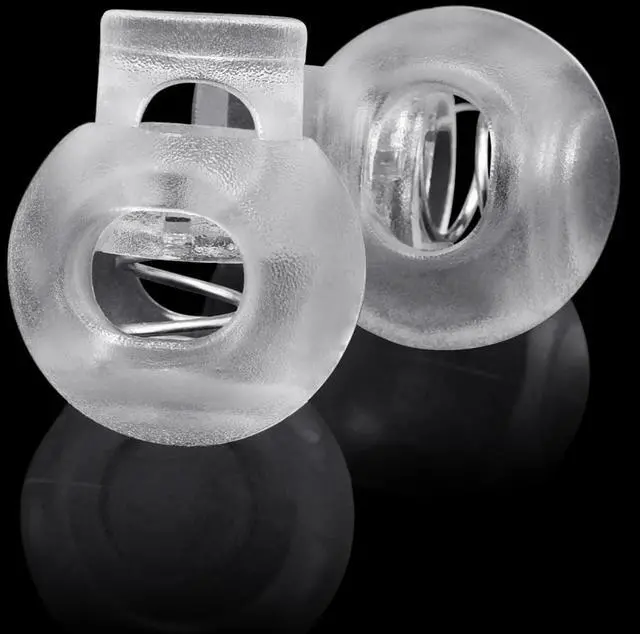 Main image of CooBigo 12PCS Plastic Clear Cord Locks for Drawstring, Paracord Spring Toggle Stopper Clasp Sweatpants Hats String Clips Elastic Shoeslace Lock Bungee Swim Goggles Replacement (Transparent), Small