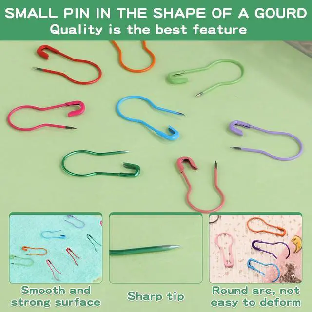 Alt view image 5 of 6 - 1200 Pcs 22 Colors Metal Stitch Markers, Bulb Gourd Safety Pins | Stitch Markers for Crocheting, Safety Pins for Clothes, Sewing Clothing DIY Craft Making with Storage Box