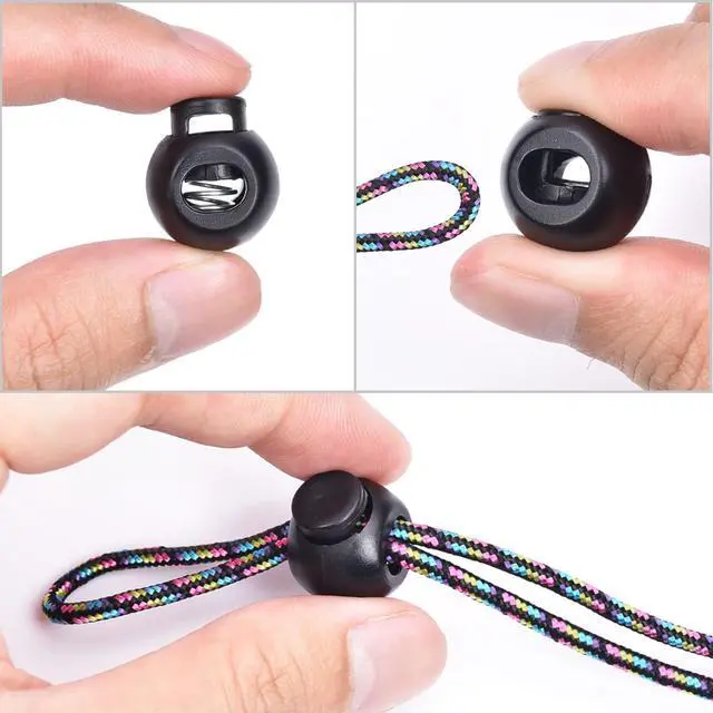 Alt view image 5 of 5 - CooBigo 12PCS Plastic Clear Cord Locks for Drawstring, Paracord Spring Toggle Stopper Clasp Sweatpants Hats String Clips Elastic Shoeslace Lock Bungee Swim Goggles Replacement (Transparent), Small
