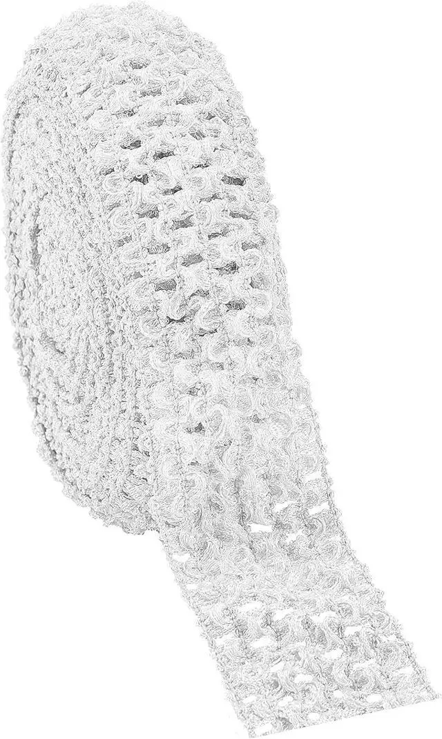 Main image of GORGECRAFT 5.5 Yards 1.7" Wide Elastic Crochet Headband Ribbon Elastic Band Crochet Stretch Trim Fabric Stretchy Hair Ties Headband Material for Tutus Sewing Hair Waistband Accessories Tube Top, White