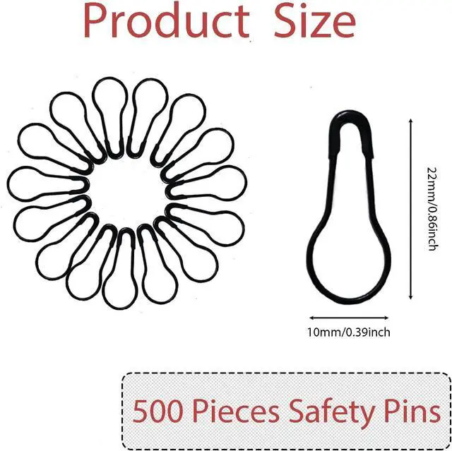 Alt view image 2 of 7 - 500 Pcs Black Bulb Pins 0.8" Gourd Safety Pins for Craft Project, Home Accessories
