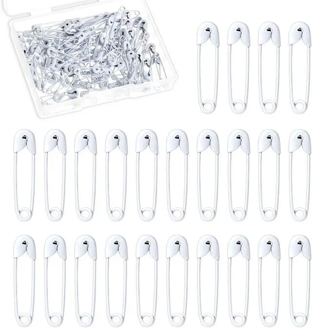 Main image of 120 Pcs White Safety Pins, 19mm Tiny Metal Safety Pins | Painted Metal Rust-Proof, Secure Buckle, Sharp Tip for Easy Piercing, for Handmade Sewing Quilting Jewelry DIY Crafts