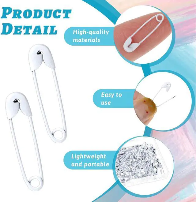 Alt view image 2 of 7 - 120 Pcs White Safety Pins, 19mm Tiny Metal Safety Pins | Painted Metal Rust-Proof, Secure Buckle, Sharp Tip for Easy Piercing, for Handmade Sewing Quilting Jewelry DIY Crafts