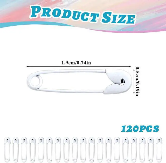 Alt view image 3 of 7 - 120 Pcs White Safety Pins, 19mm Tiny Metal Safety Pins | Painted Metal Rust-Proof, Secure Buckle, Sharp Tip for Easy Piercing, for Handmade Sewing Quilting Jewelry DIY Crafts