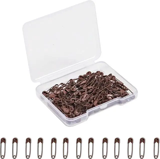 Main image of Small Safety Pins,0.75 Inch Mini Safety Pins for Clothes,Coffee Safety Pin Rust Resistant Nickel Plated Steel Set for Crafting,Sewing,Rimming Fastening Clip Button for Garment Hang Tag 120pcs/box