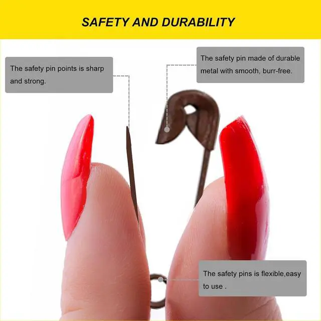 Alt view image 3 of 7 - Small Safety Pins,0.75 Inch Mini Safety Pins for Clothes,Coffee Safety Pin Rust Resistant Nickel Plated Steel Set for Crafting,Sewing,Rimming Fastening Clip Button for Garment Hang Tag 120pcs/box