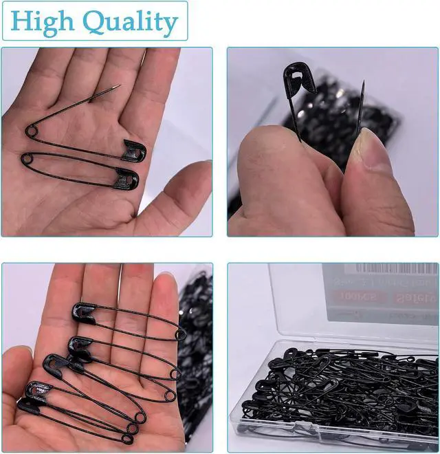 Alt view image 3 of 6 - 100PCS Safety Pins(Upgraded), 2 inch Small Safety Pin, Rust-Resistant Nickel Plated Steel, Sharp Edge Safety Pin for Clothes, Sewing, Arts & Craft, Small Decorative Safety Pins (Black)