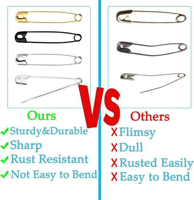 Alt view image 4 of 6 - 100PCS Safety Pins(Upgraded), 2 inch Small Safety Pin, Rust-Resistant Nickel Plated Steel, Sharp Edge Safety Pin for Clothes, Sewing, Arts & Craft, Small Decorative Safety Pins (Black)