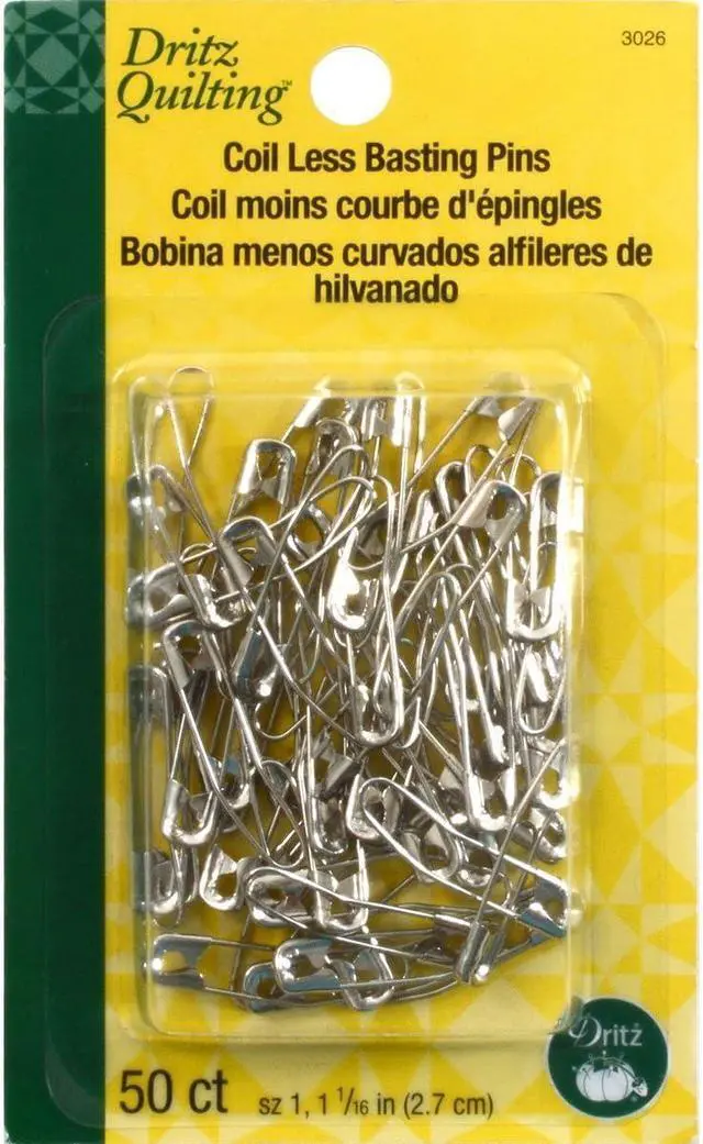 Main image of Dritz Quilting Dritz 3026 Curved Coil-less Safety Pins, Size 1 (50-Count), Nickel