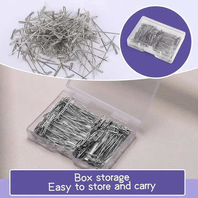 Alt view image 7 of 7 - 1 Inch 120 Pcs T Pins, Sewing Pins Wig pins Knitting Supplies | Sewing Pins for Wigs, Blocking Knitting, Modelling, Wig Making and Crafts, Stainless Steel Head Pins for Jewelry Making
